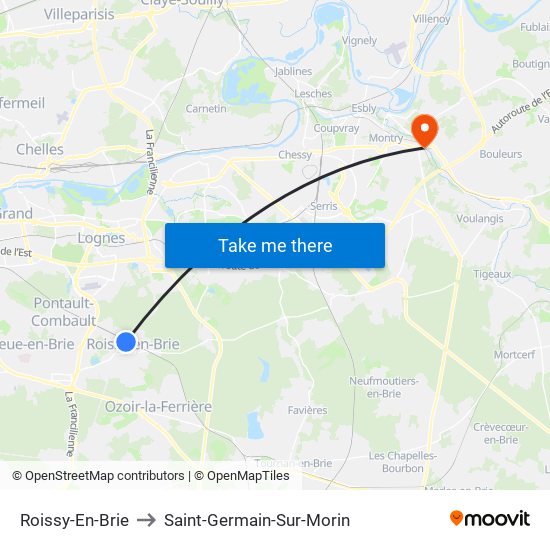 Roissy-En-Brie to Saint-Germain-Sur-Morin map