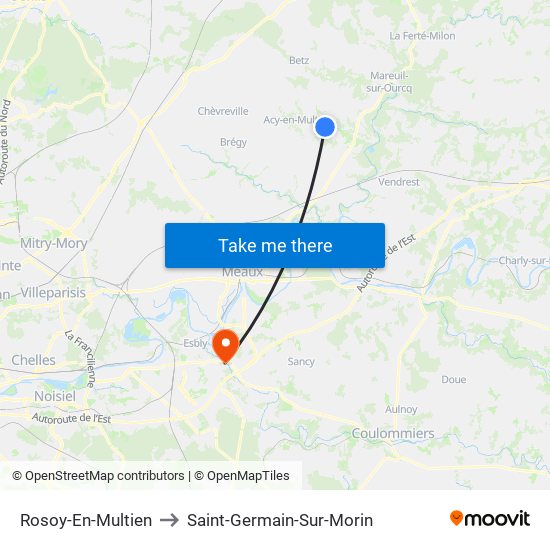 Rosoy-En-Multien to Saint-Germain-Sur-Morin map