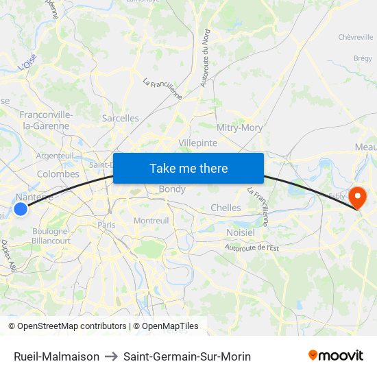 Rueil-Malmaison to Saint-Germain-Sur-Morin map