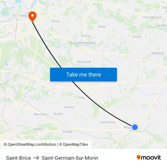 Saint-Brice to Saint-Germain-Sur-Morin map