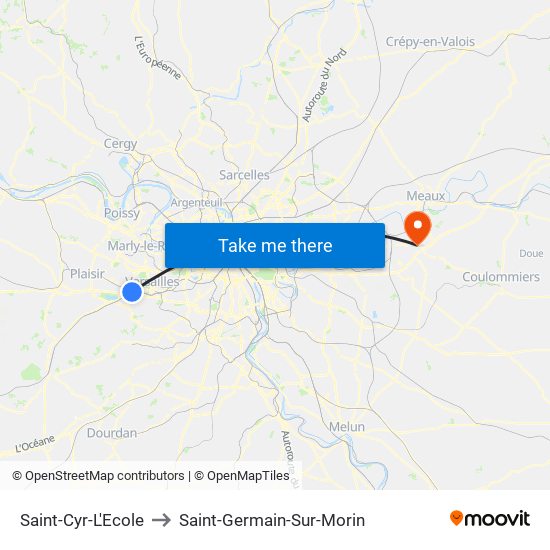 Saint-Cyr-L'Ecole to Saint-Germain-Sur-Morin map