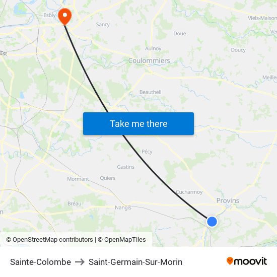 Sainte-Colombe to Saint-Germain-Sur-Morin map
