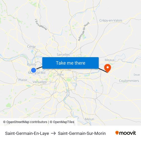 Saint-Germain-En-Laye to Saint-Germain-Sur-Morin map