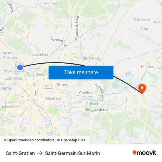 Saint-Gratien to Saint-Germain-Sur-Morin map