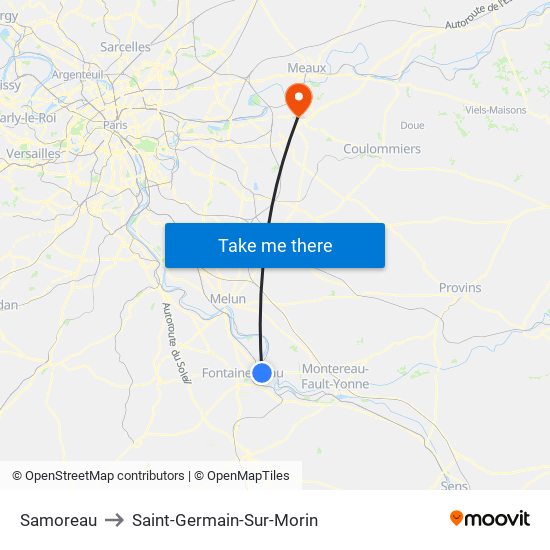 Samoreau to Saint-Germain-Sur-Morin map