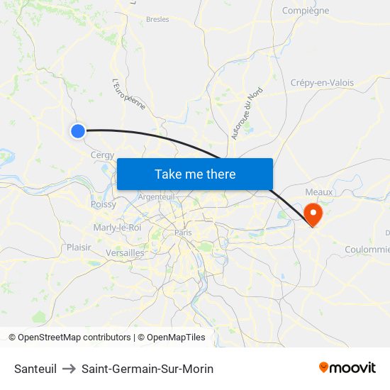 Santeuil to Saint-Germain-Sur-Morin map