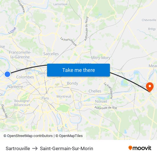 Sartrouville to Saint-Germain-Sur-Morin map