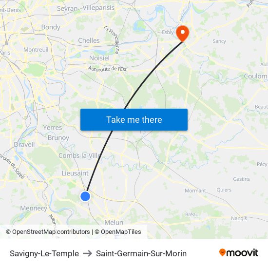Savigny-Le-Temple to Saint-Germain-Sur-Morin map