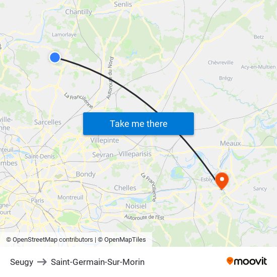 Seugy to Saint-Germain-Sur-Morin map