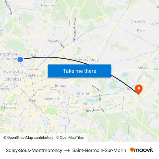 Soisy-Sous-Montmorency to Saint-Germain-Sur-Morin map