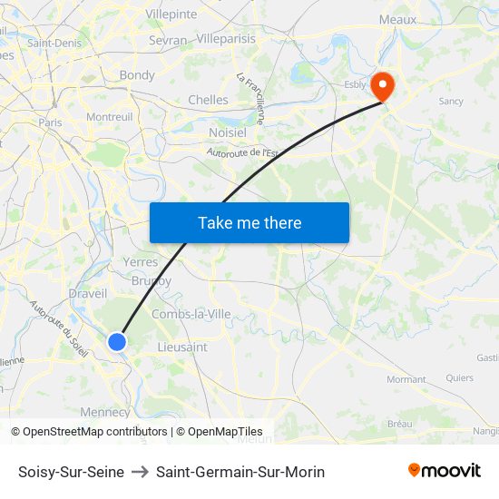 Soisy-Sur-Seine to Saint-Germain-Sur-Morin map