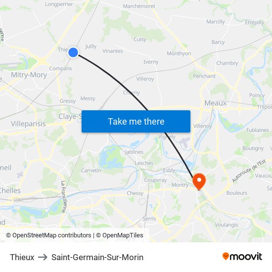 Thieux to Saint-Germain-Sur-Morin map