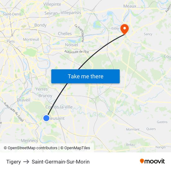 Tigery to Saint-Germain-Sur-Morin map