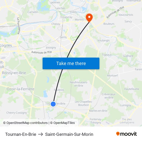 Tournan-En-Brie to Saint-Germain-Sur-Morin map