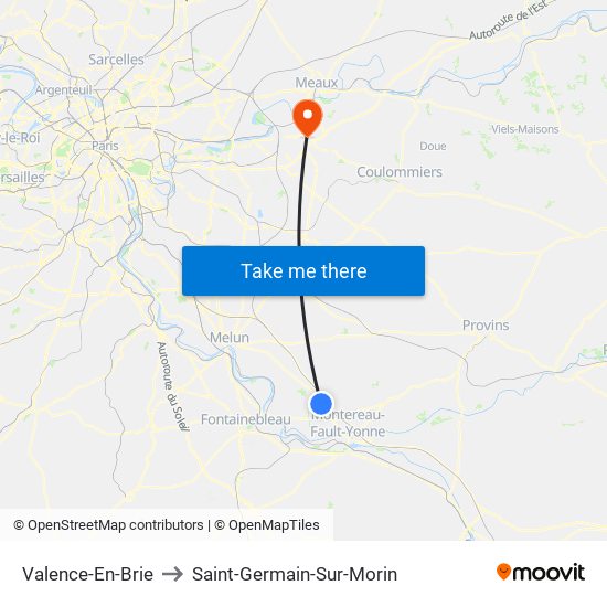 Valence-En-Brie to Saint-Germain-Sur-Morin map