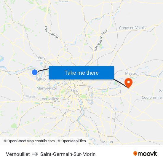 Vernouillet to Saint-Germain-Sur-Morin map