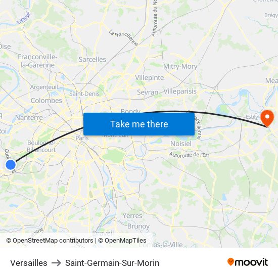 Versailles to Saint-Germain-Sur-Morin map