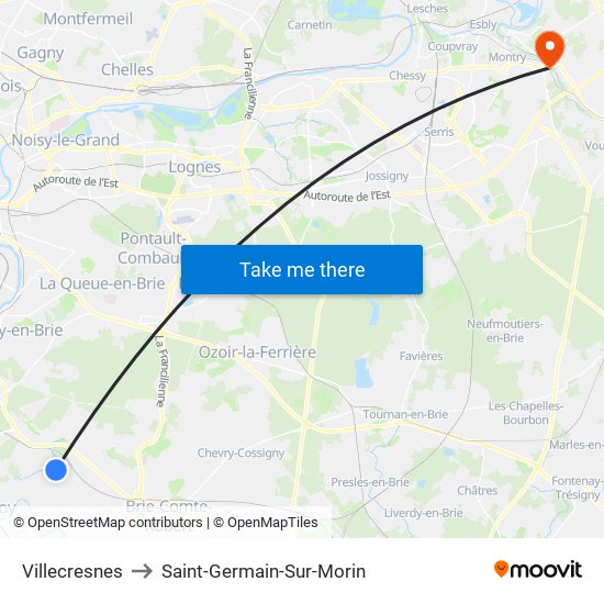 Villecresnes to Saint-Germain-Sur-Morin map