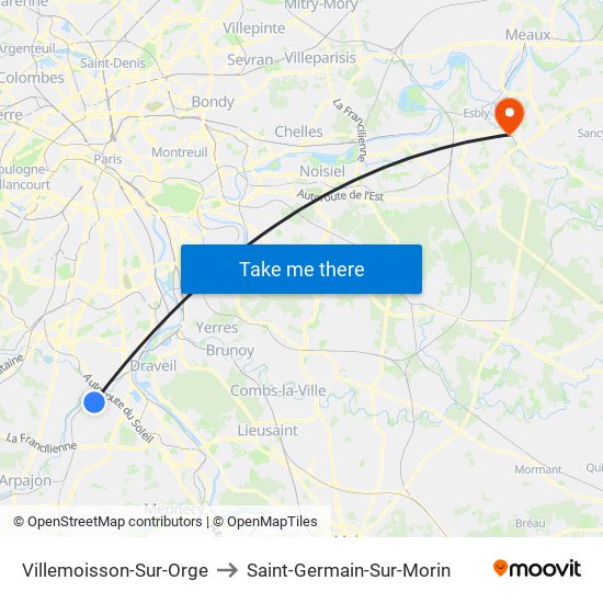 Villemoisson-Sur-Orge to Saint-Germain-Sur-Morin map