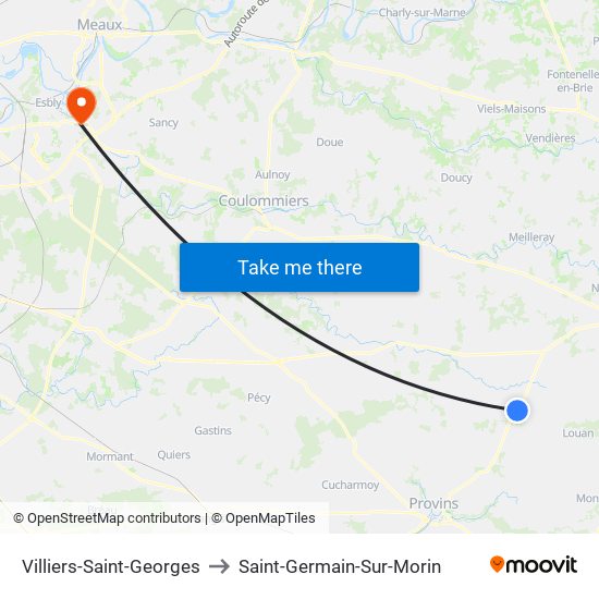 Villiers-Saint-Georges to Saint-Germain-Sur-Morin map