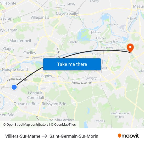 Villiers-Sur-Marne to Saint-Germain-Sur-Morin map