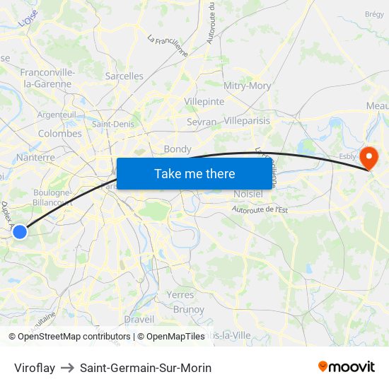 Viroflay to Saint-Germain-Sur-Morin map