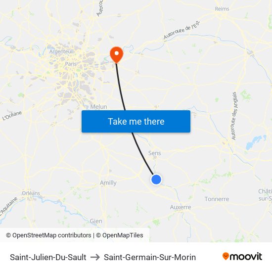 Saint-Julien-Du-Sault to Saint-Germain-Sur-Morin map