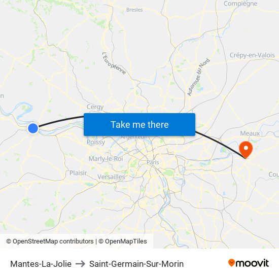 Mantes-La-Jolie to Saint-Germain-Sur-Morin map