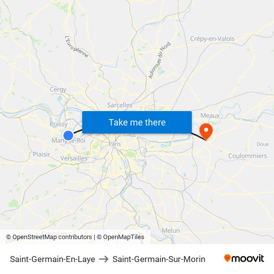 Saint-Germain-En-Laye to Saint-Germain-Sur-Morin map