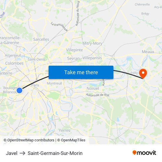 Javel to Saint-Germain-Sur-Morin map