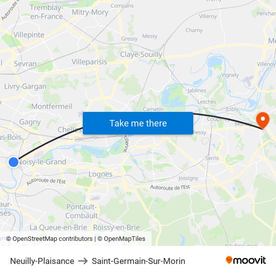 Neuilly-Plaisance to Saint-Germain-Sur-Morin map
