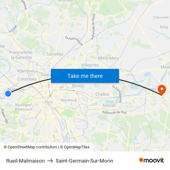 Rueil-Malmaison to Saint-Germain-Sur-Morin map