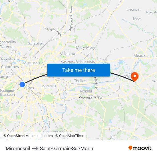 Miromesnil to Saint-Germain-Sur-Morin map