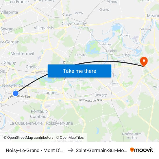 Noisy-Le-Grand - Mont D'Est to Saint-Germain-Sur-Morin map