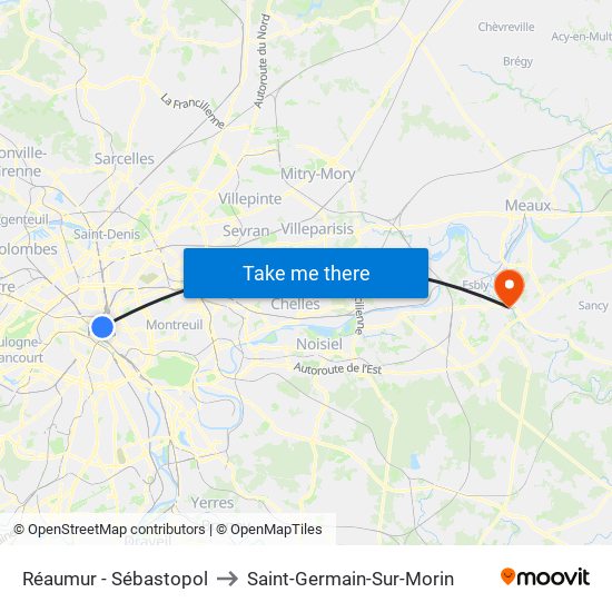 Réaumur - Sébastopol to Saint-Germain-Sur-Morin map