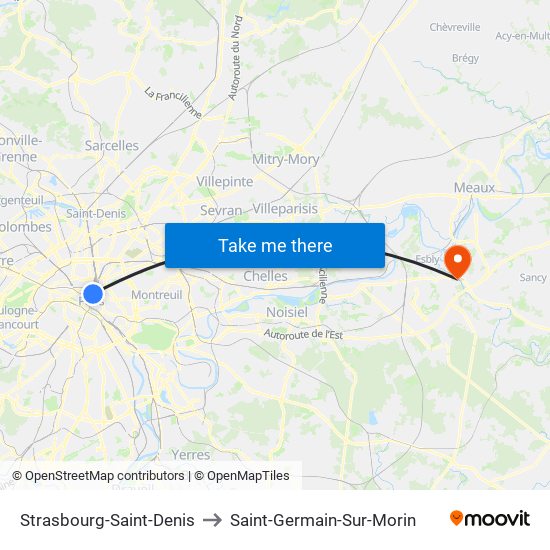Strasbourg-Saint-Denis to Saint-Germain-Sur-Morin map
