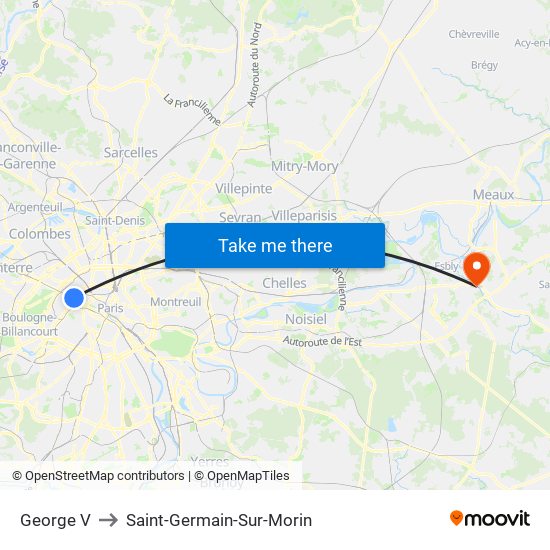 George V to Saint-Germain-Sur-Morin map