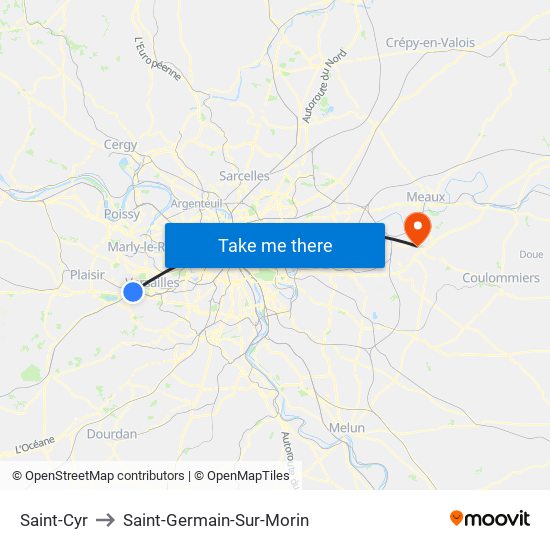 Saint-Cyr to Saint-Germain-Sur-Morin map