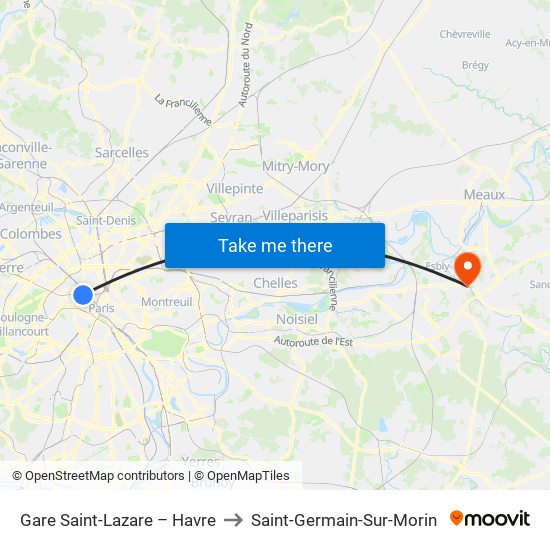Gare Saint-Lazare – Havre to Saint-Germain-Sur-Morin map