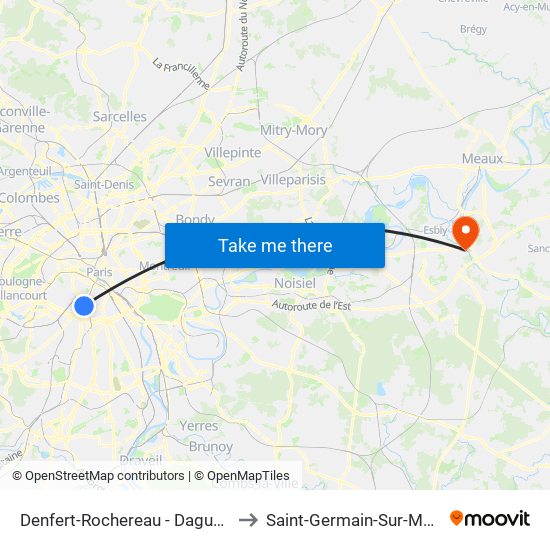 Denfert-Rochereau - Daguerre to Saint-Germain-Sur-Morin map