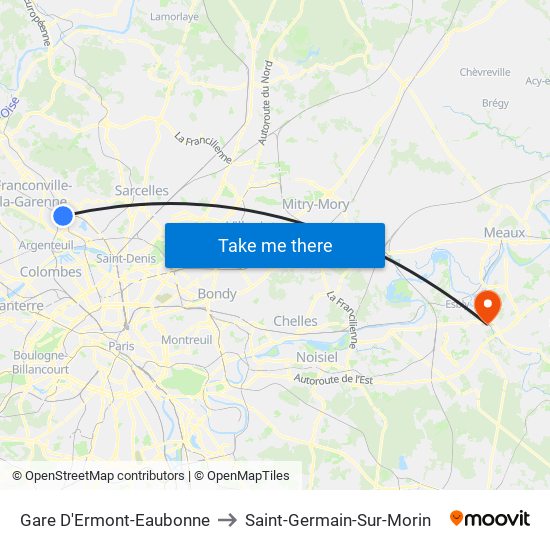 Gare D'Ermont-Eaubonne to Saint-Germain-Sur-Morin map