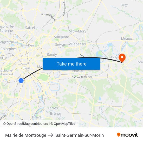 Mairie de Montrouge to Saint-Germain-Sur-Morin map