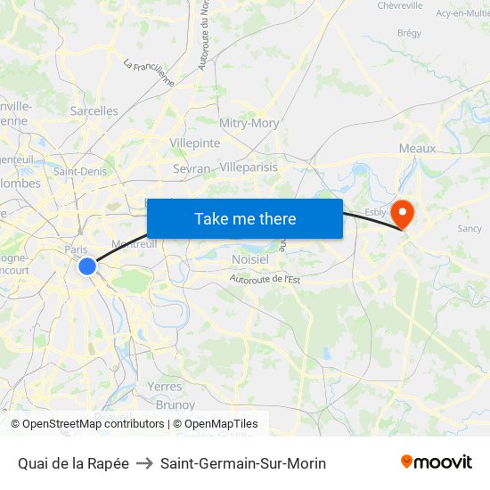 Quai de la Rapée to Saint-Germain-Sur-Morin map