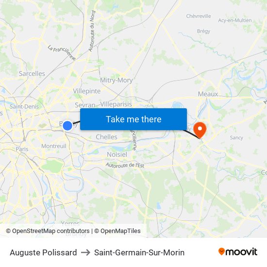 Auguste Polissard to Saint-Germain-Sur-Morin map