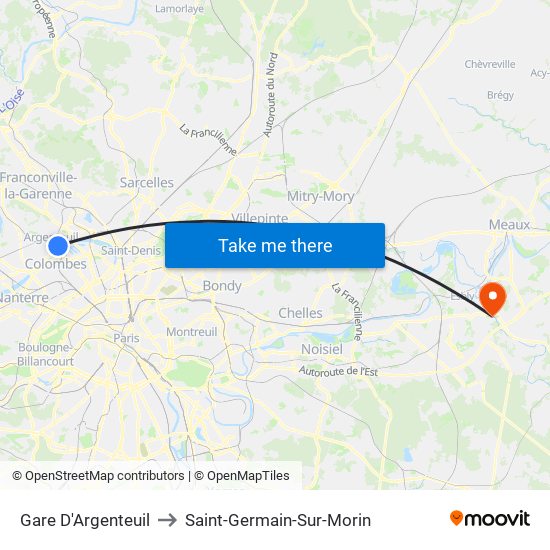 Gare D'Argenteuil to Saint-Germain-Sur-Morin map