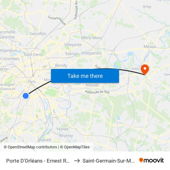 Porte D'Orléans - Ernest Reyer to Saint-Germain-Sur-Morin map
