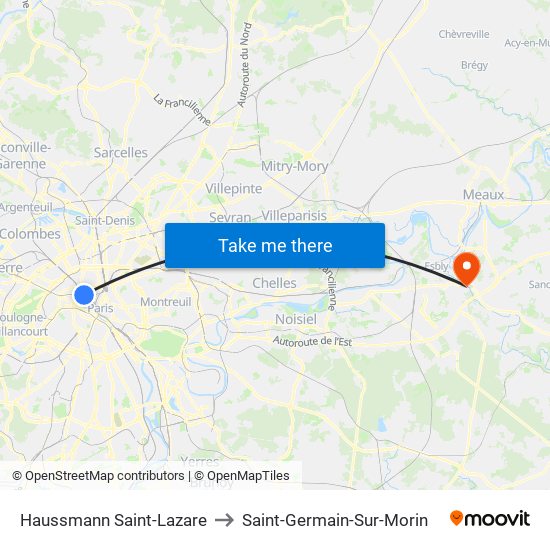 Haussmann Saint-Lazare to Saint-Germain-Sur-Morin map