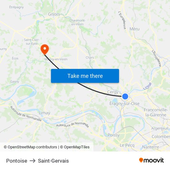 Pontoise to Saint-Gervais map
