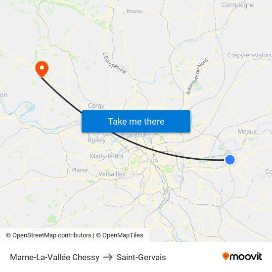 Marne-La-Vallée Chessy to Saint-Gervais map