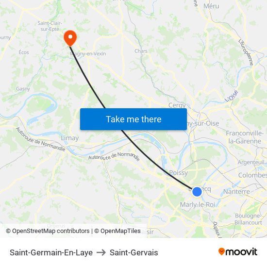 Saint-Germain-En-Laye to Saint-Gervais map